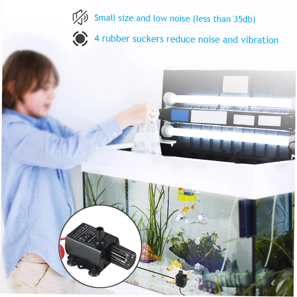 

Decdeal DC12V 5W Ultra-quiet Mini Brushless Water Pump Waterproof Submersible Fountain Aquarium Circulating 280L/H Lift 300cm