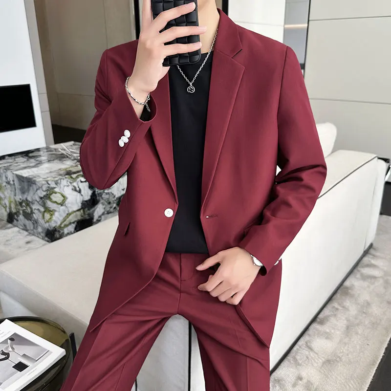 

2023New high-quality (suit + western pants) fashion trend handsome boutique slim leisure summer main push suit two-piece set