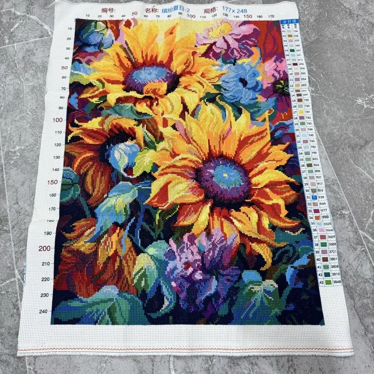 Restaurant Cross Embroidery 2024 Small Piece Full Embroidery Colorful Sunflowers Handmade Flowers Living Room New Colorful