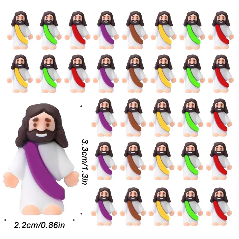 10/20/30 Stück Mini-Jesus-Statuen-Set, mehrfarbige Jesus-Figuren für Taufe, Gastgeschenke, Weihnachten, Ostern, Party-Dekoration, Tischdekoration – Detail 3