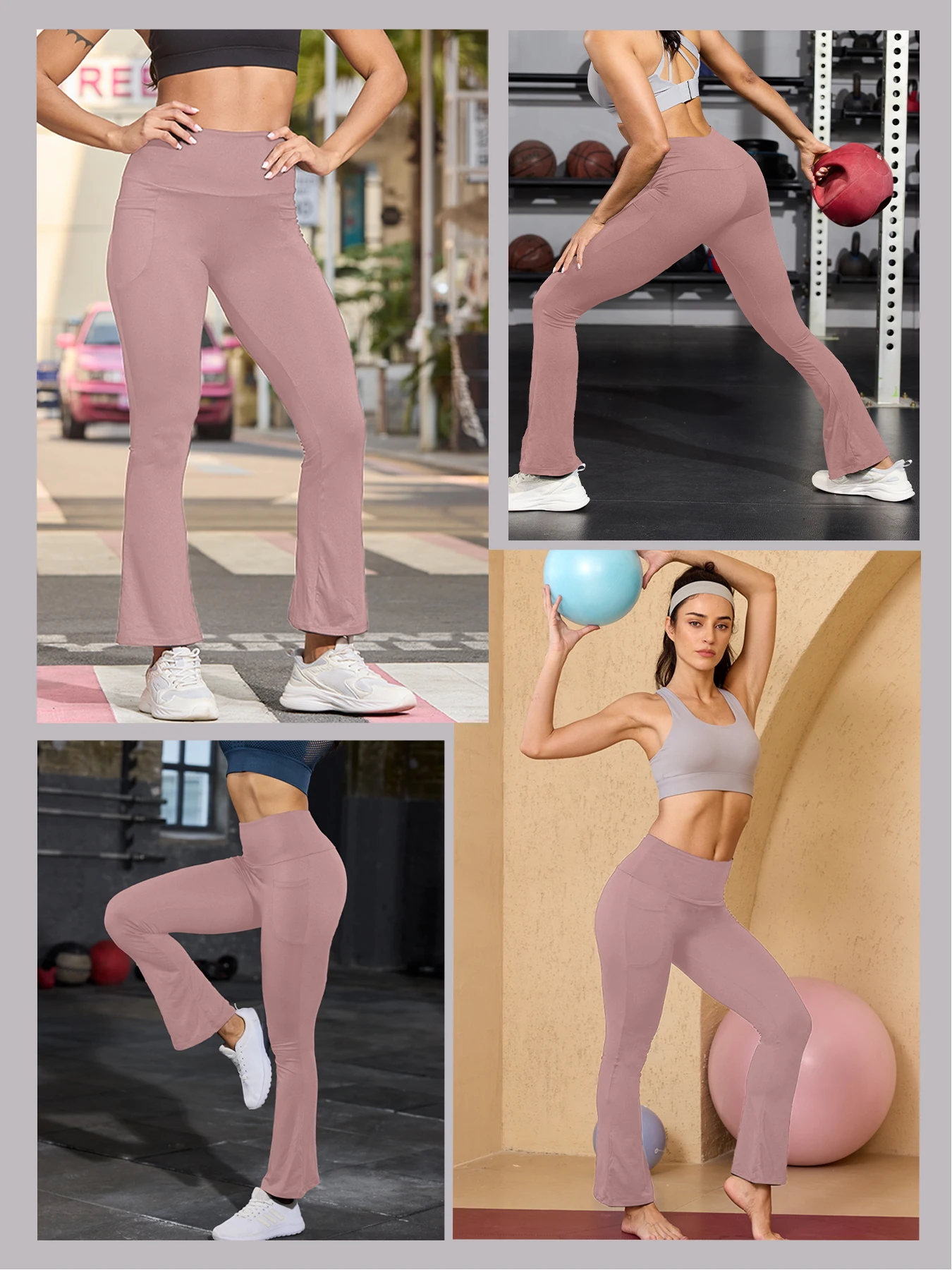 Damskie super miękkie spodnie z rozszerzanymi nogawkami, z kieszeniami, z wysokim stanem, modelujące brzuch, nieprześwitujące, do ćwiczeń, jogi, biegania, na co dzień, do domu.