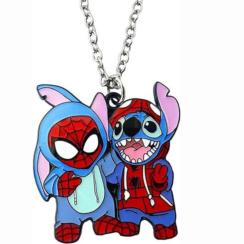 Disney Cartoon Spiderman Stitch Anime Character Girls Male and Female Necklace Fashion Jewelry Chains Long Layered Necklaces