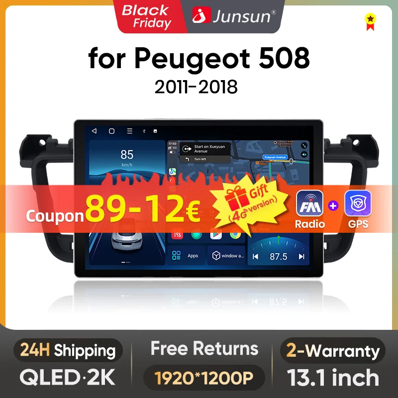 Junsun X7 MAX 13.1“ 2K AI Voice Wireless CarPlay Android Auto Car Radio For Peugeot 508 508SW 2011 - 2018 Multimedia autoradio