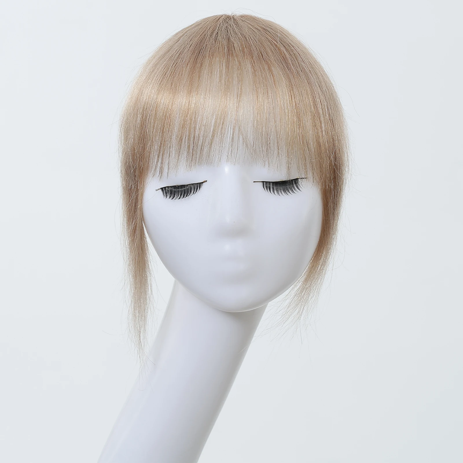Clip in Bangs Hair Pieces 100% Human Hair Extensions Flax light brown Air Bangs with Temples for Women Cosplay Party Use