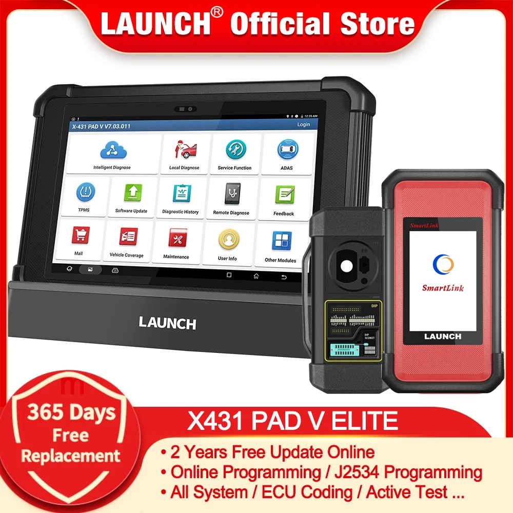 LAUNCH X431 PAD V ELITE 10.1' Car Diagnostic Tools Auto ECU Online Programming Coding X-PROG 3 Key programmer Auto obd2 scanner