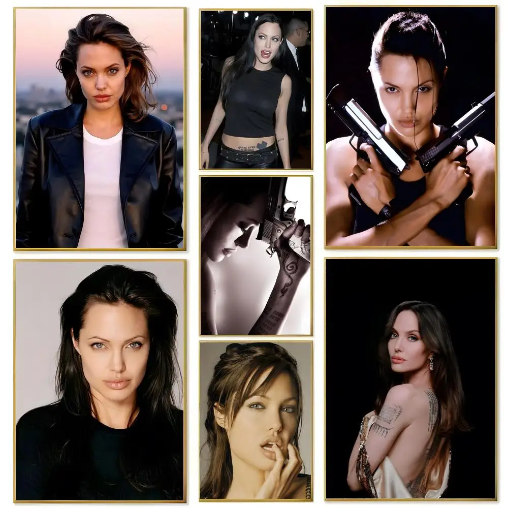 Star-AAngelina J-Jolie-E Poster, Wandkunstdruck, geeignet für Wohnzimmer, Schlafzimmer, Bar, Salon, Heimdekoration, Geschenk