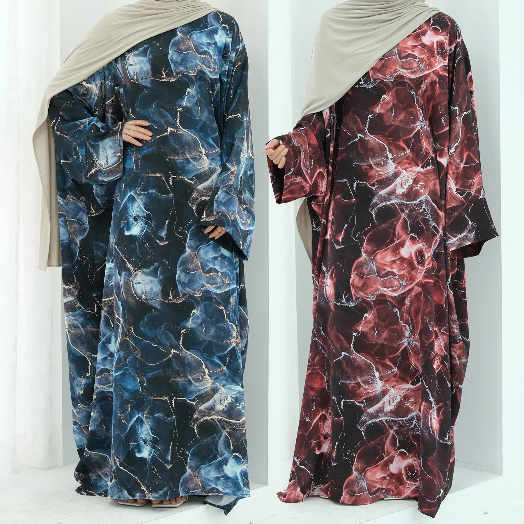 

Платье-кафтан с принтом Абая для женщин, мусульманское длинное платье с рукавами «летучая мышь», наряд хиджаби, вечерние, Рамадан, Ид, Дубай, исламская одежда