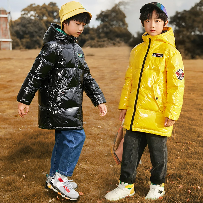 Boys Girls Kids Long Loose Frivo White Duck Down Jacket Green,Black,Red Baby Coat, Teenagers Hooded Padded Jacket Clothes Winter