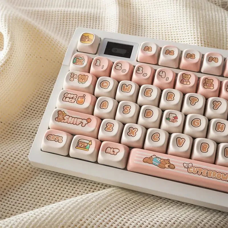 

Cute Bear MOA keycaps 130keys PBT Square Key Cap Thermal Sublimation Mechanical Keyboard Keycap Set