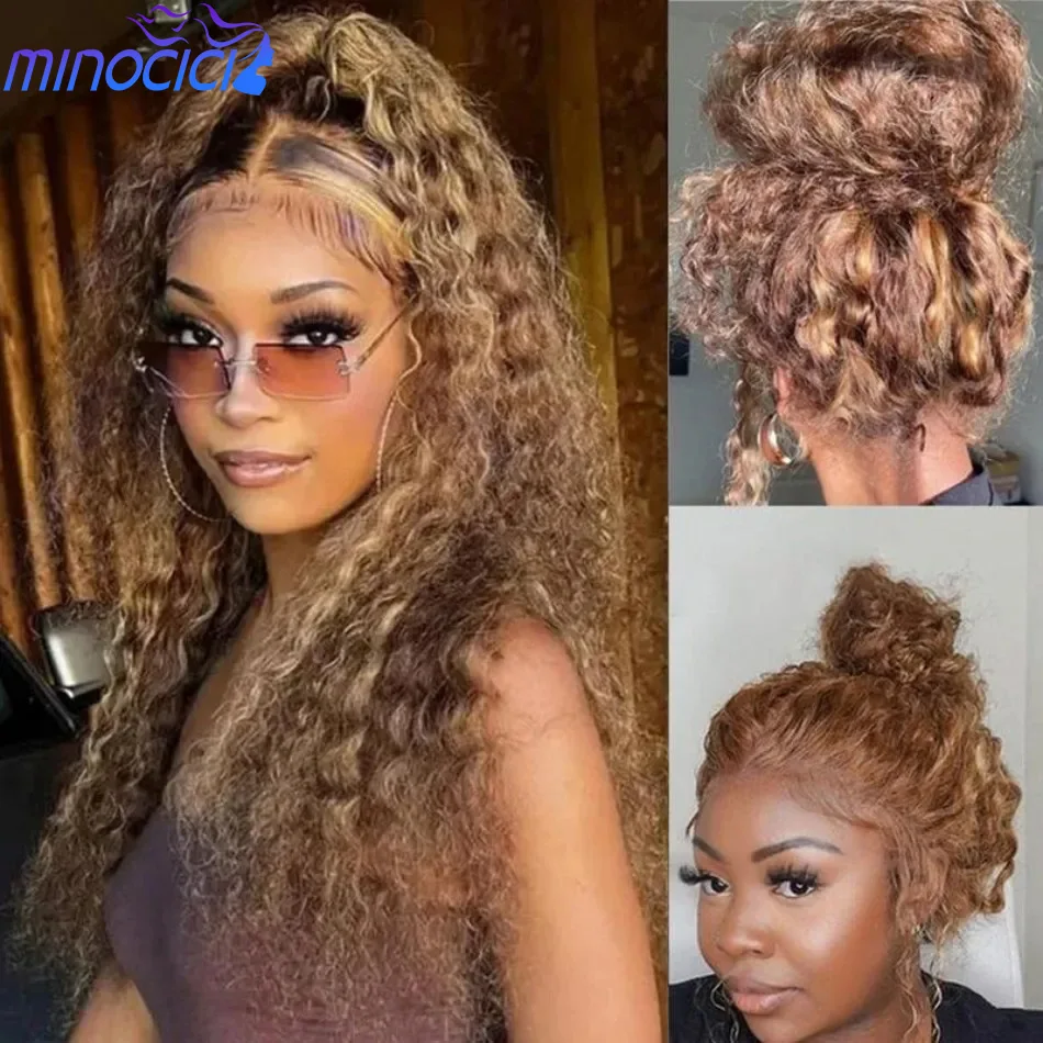 360 شعر مستعار دانتيل كامل شعر الإنسان قبل قطعها Hd 427 تسليط الضوء على موجة عميقة الباروكات الأمامية غير مرئية الرباط 250 كثافة الدانتيل شعر مستعار أمامي