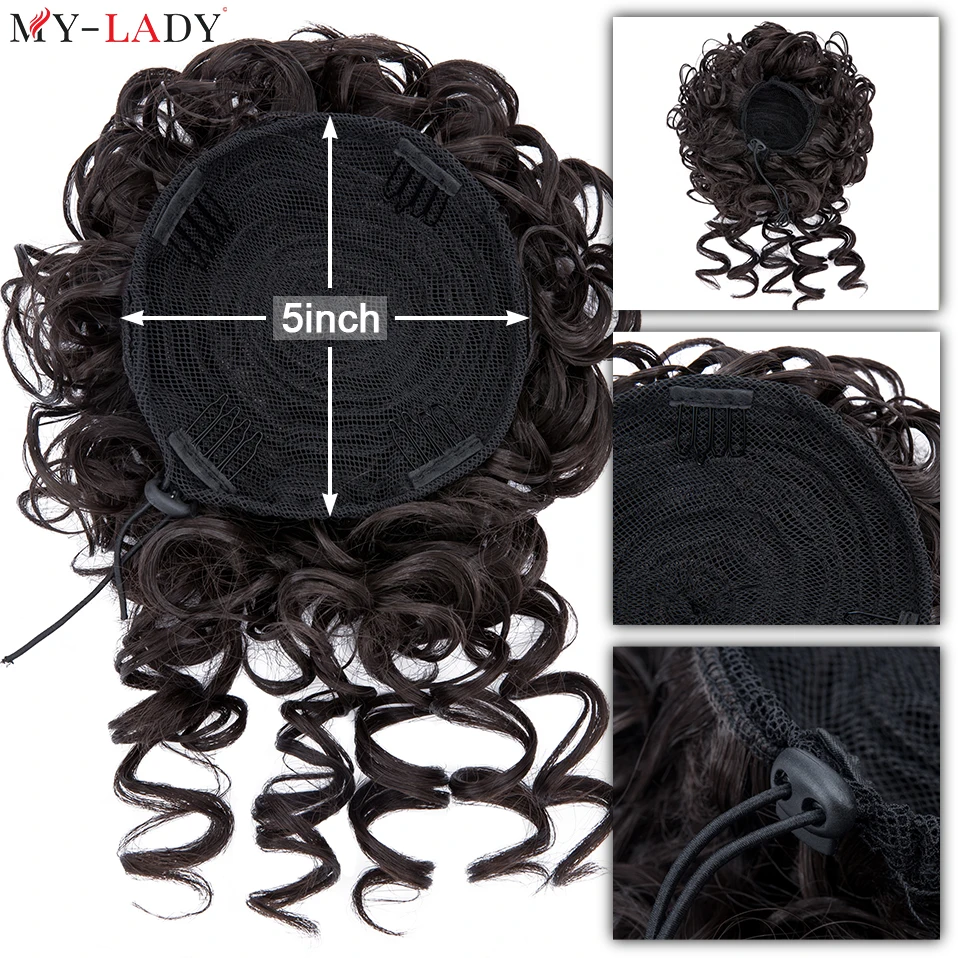 My-Lady synthetische Chignon 8 Zoll Haarteil Afro-Verlängerungen für Frau Dame Mädchen lockige Kordel zug Haar Brötchen Clip in Haar verlängerungen