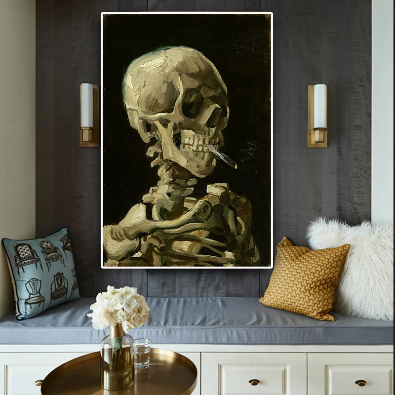 Vincent Van Gogh Skull With Cigarette Diamond Painting Kits Full Diamond Embroidery Rhinestones Painting Famous Painting Decor