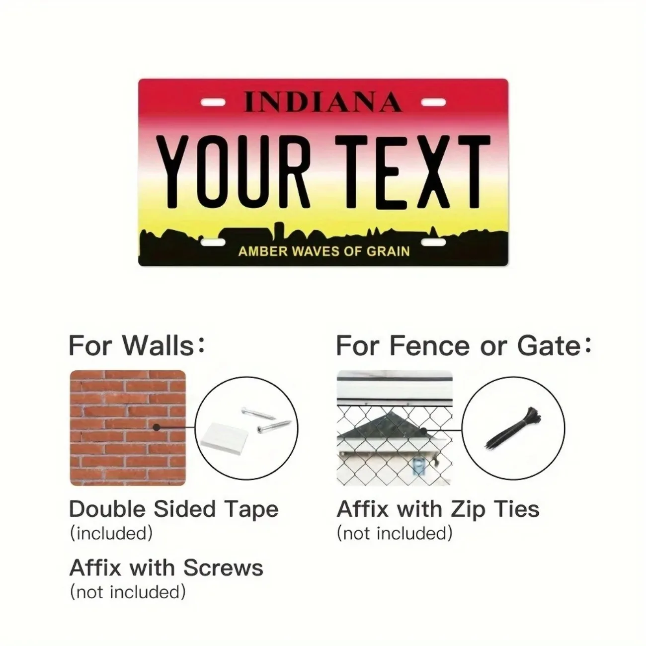 1 placa de matrícula de hojalata de metal vintage personalizada. | Onda de trigo dorado de Indiana | Decoración de bar de garaje de granero para el hogar (solo decoración)