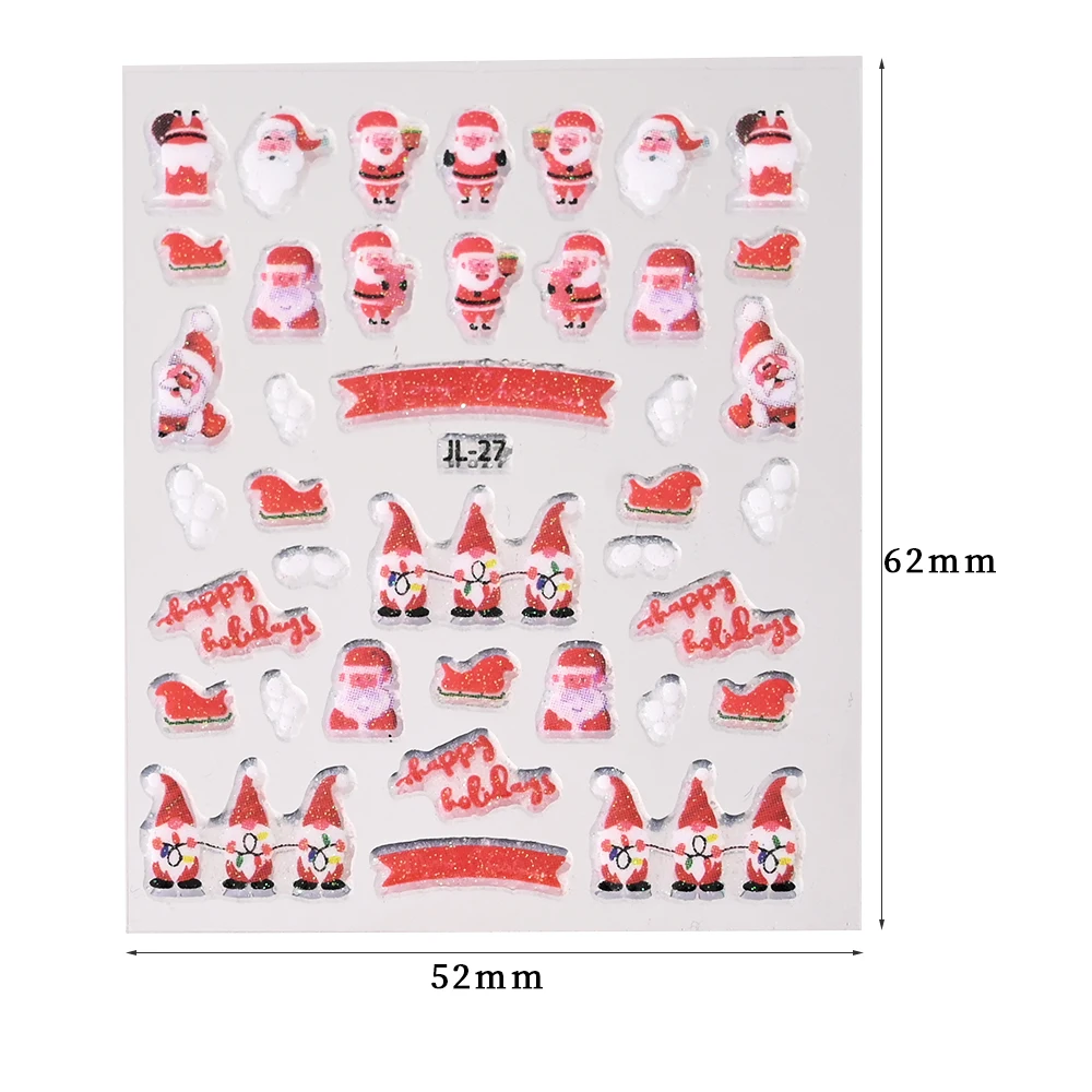 ملصقات تزيين أظافر الكريسماس ، شارات كرتونية ثلاثية الأبعاد ، سانتا ، ندفة الثلج ، تصميم الأيائل ، الشتاء ، ديكور أظافر الكريسماس ، حوالي 30: 50: 50 لكل مجموعة #6