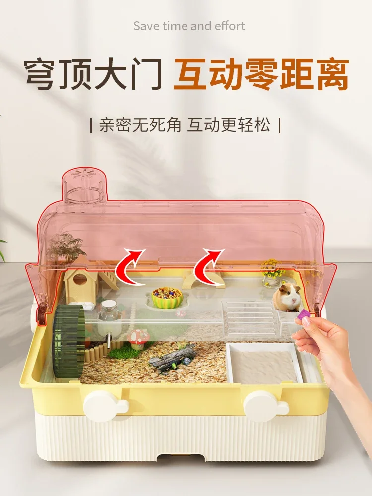 Special oversized luxury villa autumn and winter drawer type basic golden bear acrylic transparent feeding box