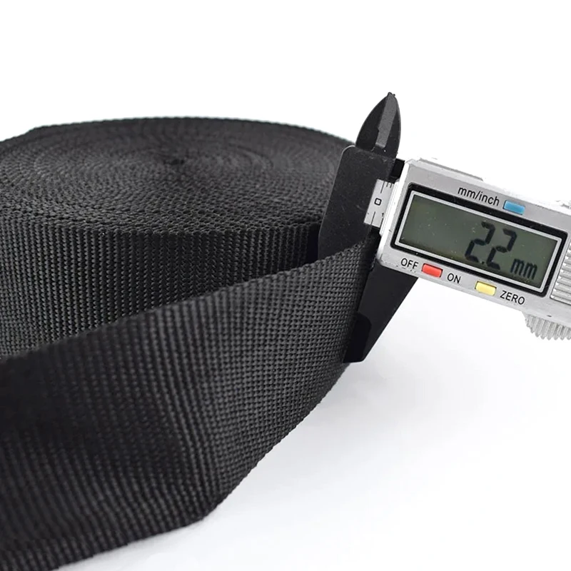 5/10/20M Meetee 20–50 mm Nylon-Gurtband, schwarz, 2 mm dick, Rucksackgurt, Band, Sicherheitsgurt, Schlinge, Nähen, Besatzband, Zubehör – Detail 9