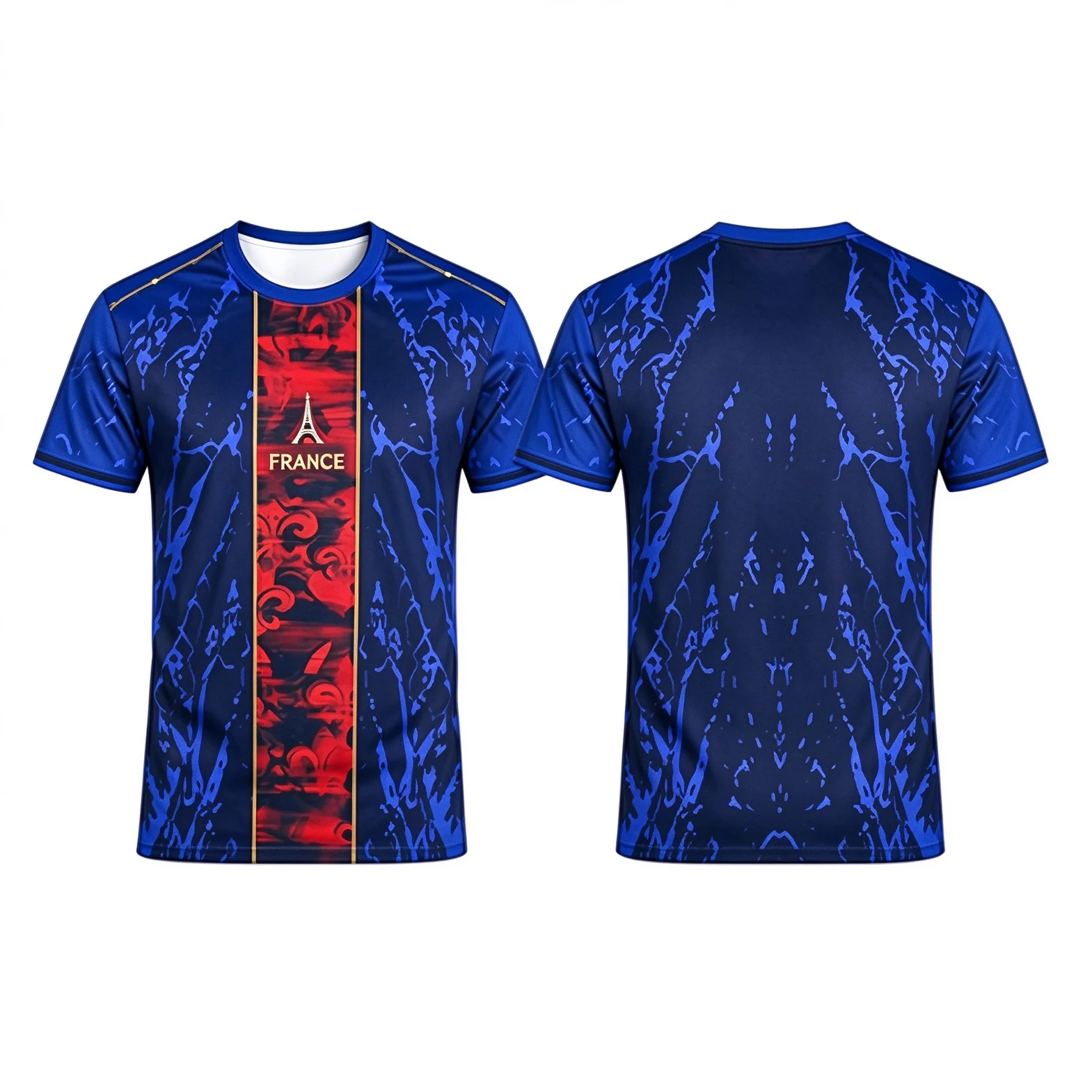France Trend Art Style Football Jersey, Abstract Cloud Marble All Over Print, Men Women Daily Wear Sports Top Multiple Colors
