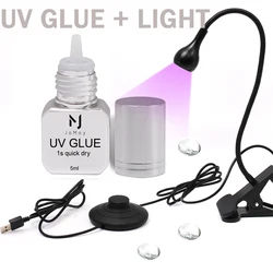 JOMAY UV Glue For Lash Extension Glue for Eyelash Extensions Supplies Fast Drying Strong UV glue set with Foot pedals light