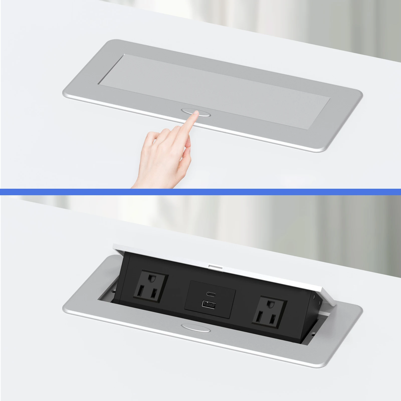 

Оптовая продажа с фабрики PD20W Type-C из алюминиевого сплава, настольная выдвижная розетка NFC, скрытая настольная розетка для конференций