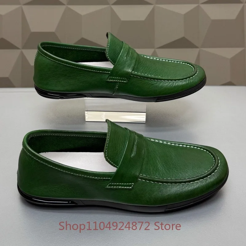 Handcrafted Men Loafers Genuine Leather Soft Comfortable Slip-on Flats Casual Driving Shoes Mocasines Hombre Zapatos