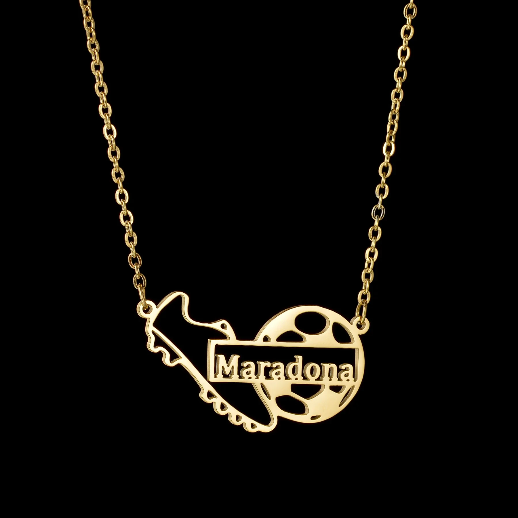 Personalisierte Namenskette aus Edelstahl mit Fußball-Motiv, Dicke Kette, Anhänger-Schmuck, Geschenk für Frauen und Männer zum Geburtstag – Detail 13
