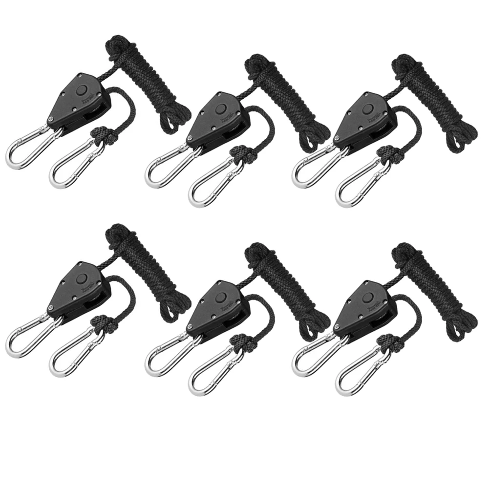 6PCS Adjustable 1/8Inch Lanyard Hanging for Tent Fan Led Grow Plant Lamp Hanger Pulley Lifting Pulley Hook