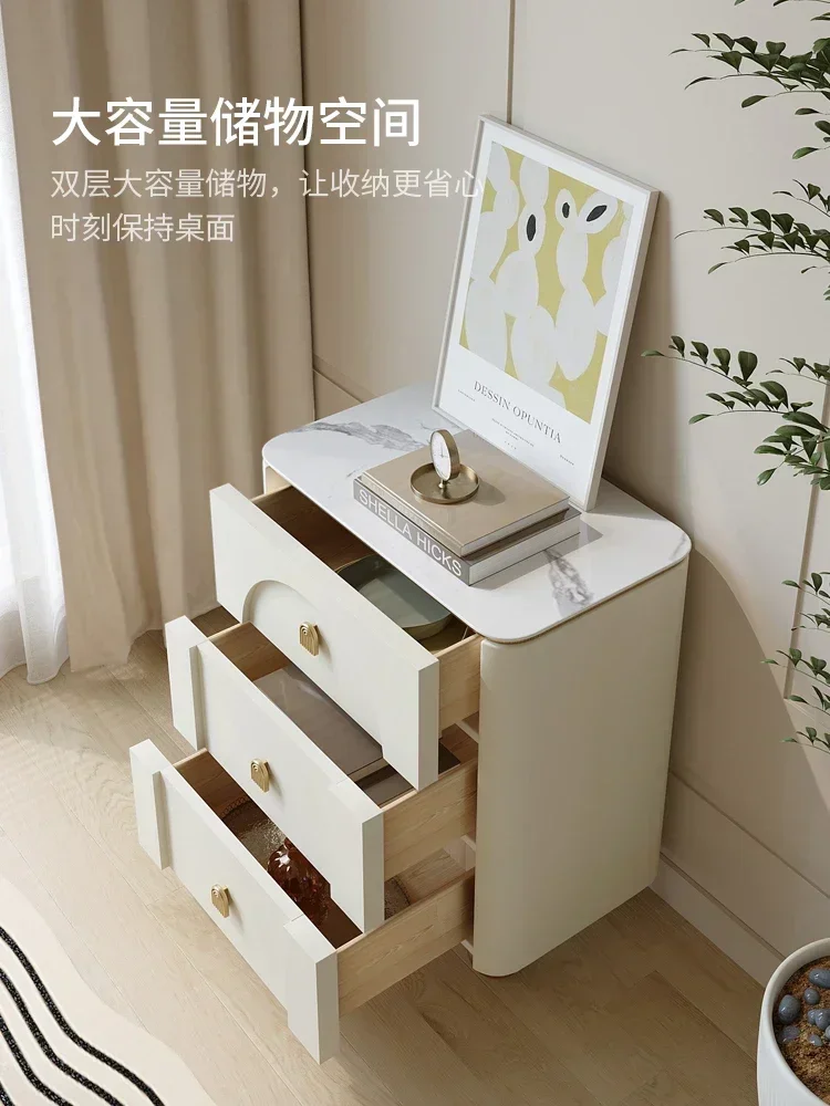 Premium Rock board four bucket cabinet, milk white vertical cabinet, baking paint drawer cabinet, storage and storage