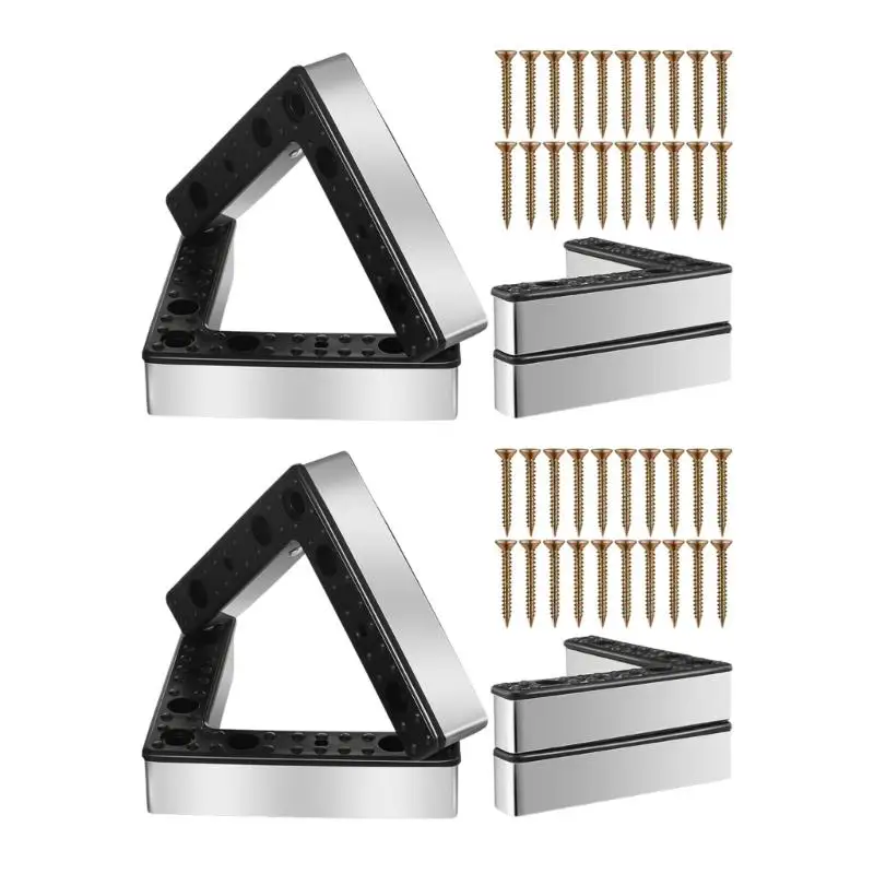 652F Screw Mount Furniture Legs, ABS L Shaped 1.06 In Lift Supports with Rubber Bases for Desk, Cabinet and Sofa Projects