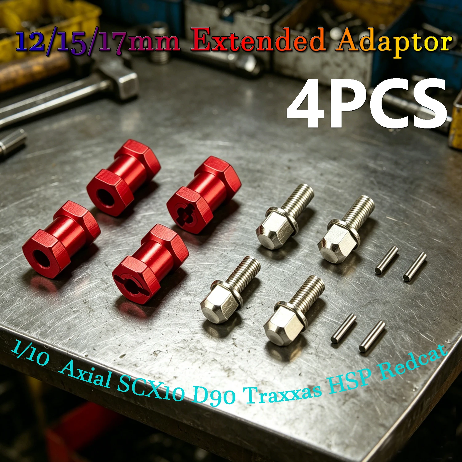 4PCS 12mm Hex 12/15/17mm Wheel Hub Extension Adapter for 1/10 RC Crawler Traxxas HSP Redcat Axial SCX10 Tamiya RC4WD Accessories