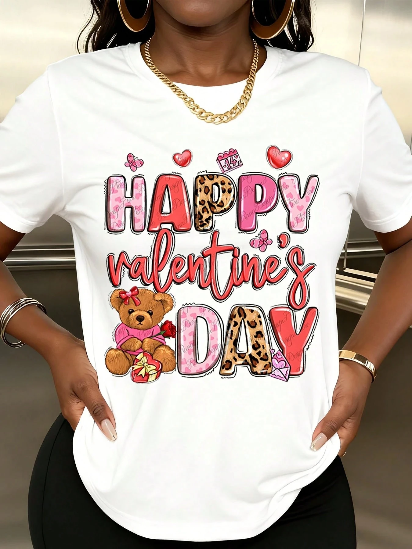 

Футболки больших размеров с принтом ко Дню святого Валентина 2026: модные летние повседневные спортивные свободные топы с коротким рукавом высокого качества