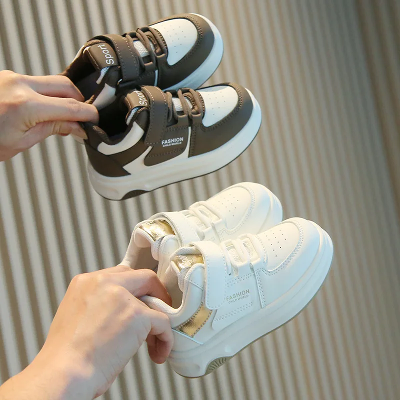 Children Sneakers Boys Girls Leather Low-Top Board Shoes Students Soft Bottom Footwear Kids Running Shoes Baby Casual Footwear