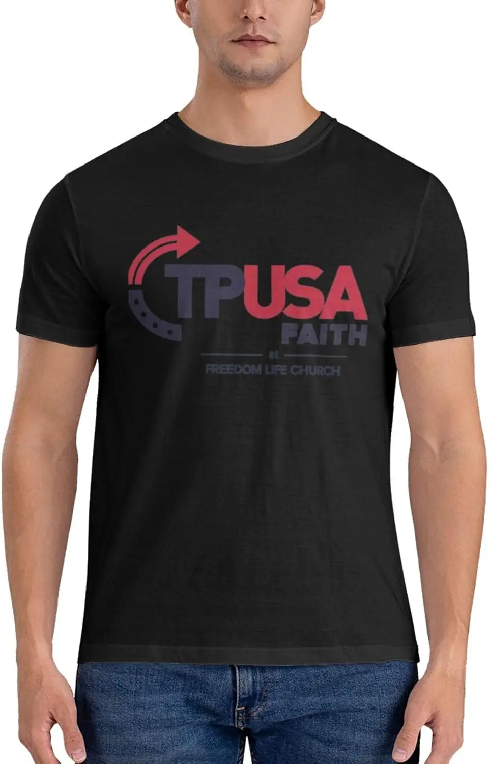 

Turning Point USA Tpusa Freedom Life Хлопковые футболки с круглым вырезом классического кроя черного цвета