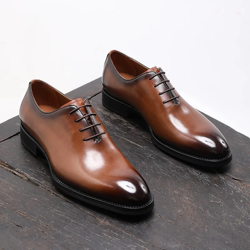 

New Formal Genuine Leather Shoes Casual Cowhide Lace-up Oxford Wedding Shoes