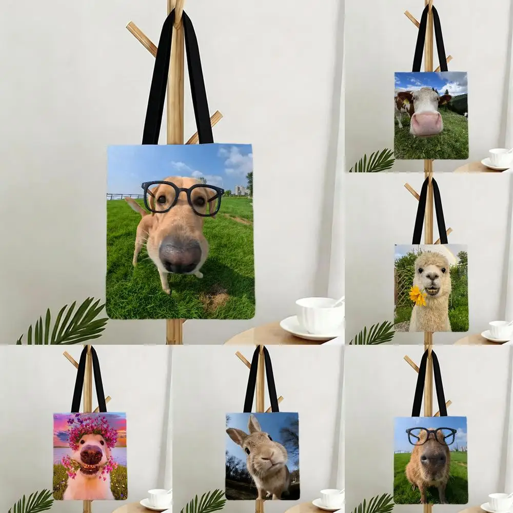 Art Creature Abstract Animal Storage Bags Bags Series Print Bag Lightweight Shoulder Daily Shopping Bags