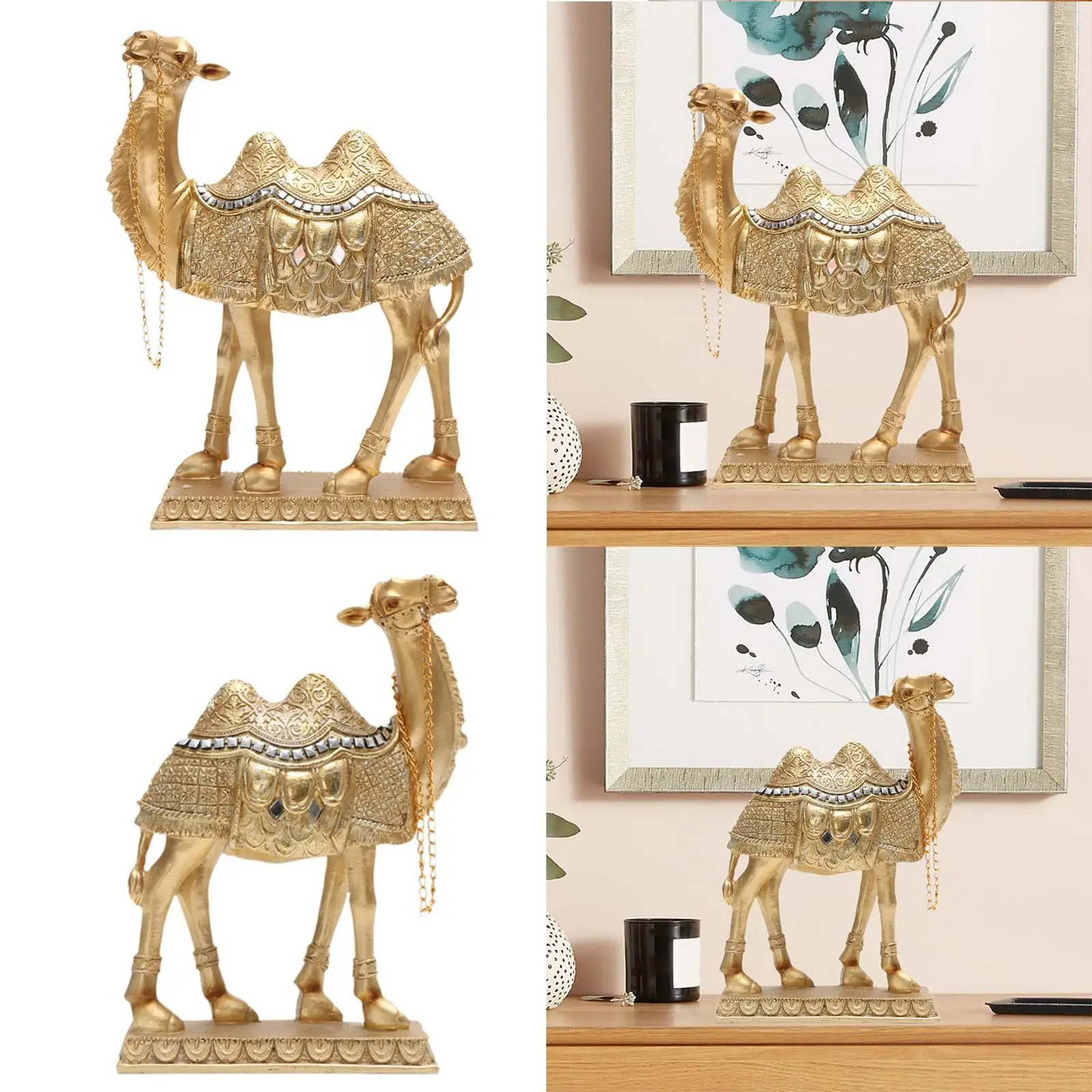 Camel Statue Vivid Details Collectibles Fine Craftsmanship Decorative Animal Figurine for Bedroom Balcony Desktop Indoor Office