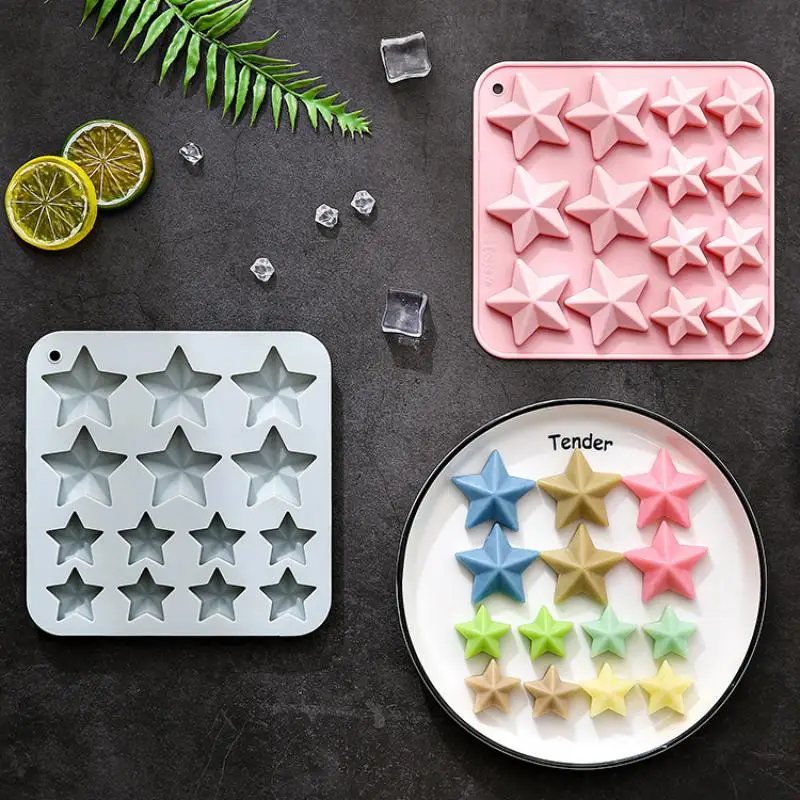 14-Cavity Five-Pointed Star Shape Silicone Chocolate Mold Creative Jelly Christmas Candy DIY Mold Ice Tray Dessert Baking Mold