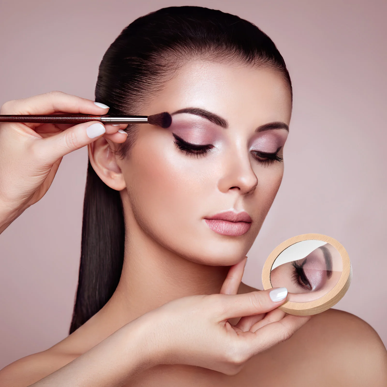 Miroir de maquillage rond, 2 pièces, Portable, Compact, Mini, léger, miroir de poche transparent