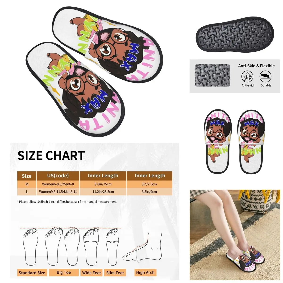 

Anita Max Wynn Cartoon Men Women Furry slippers,Leisure pantoufle homme Home slippers