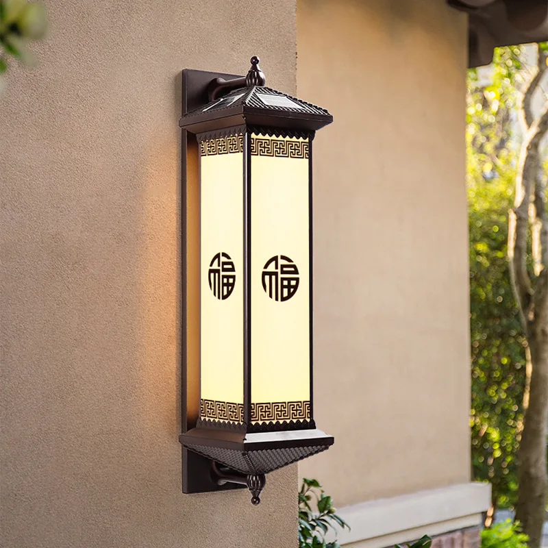 Solar Outdoor Balcony Courtyard Gate Pillar Light Garden Wall Light New Chinese Villa Aisle Terrace Light