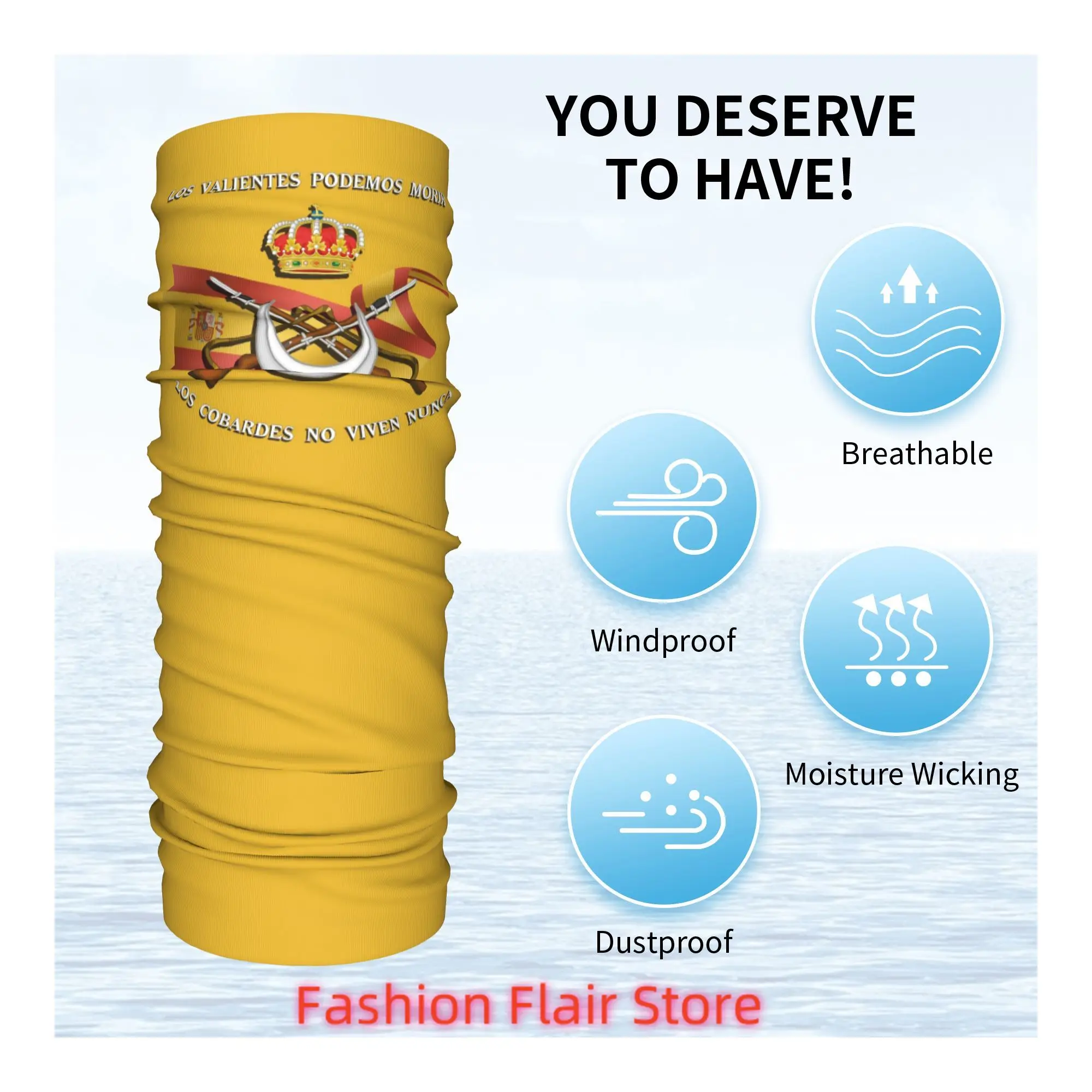 스페인 군단 깃발 스페인 육군 자랑스러운 반다나 목 커버 프린트 랩 스카프 헤드웨어 하이킹 낚시 유니섹스 성인 올 시즌