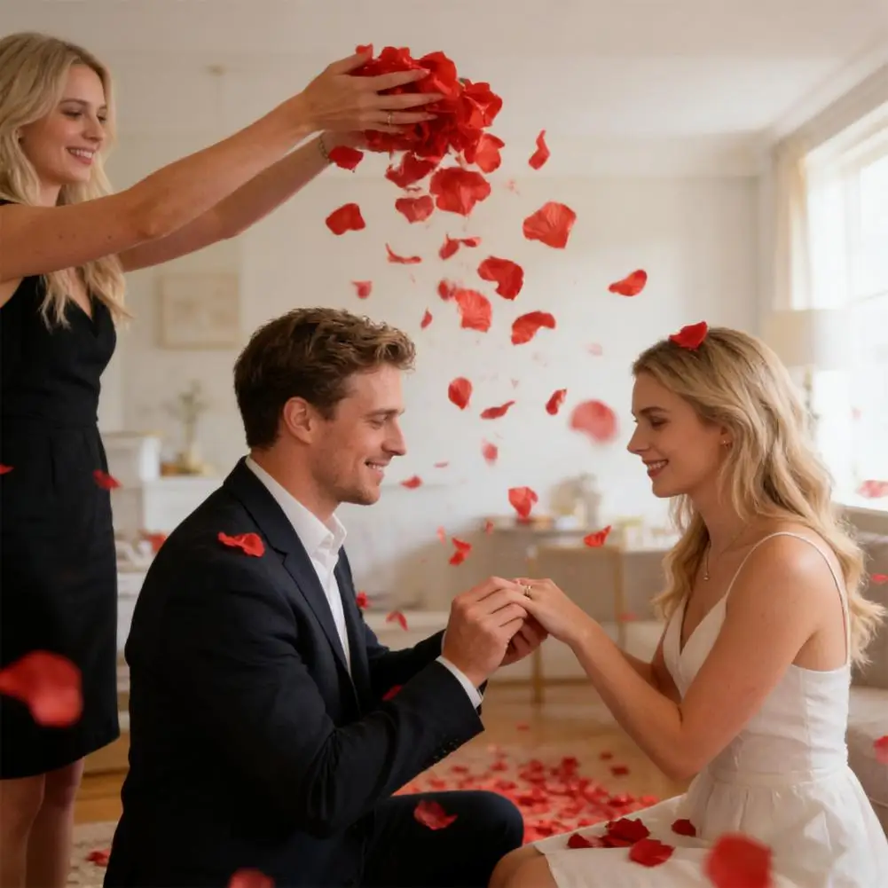 300Pcs 5.5cm Artificial Rose Petals Realistic Reusable Fake Silk Flower Petals Decoration DIY Wedding Party Non-woven Fabric