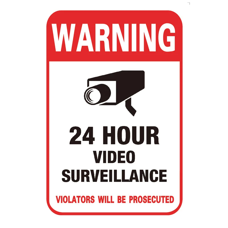 24h Video Camera System Sign  Monitor Decal Public Areacamera Sticker Signage Waterproof Easily Removable Wall Decal Surveillanc