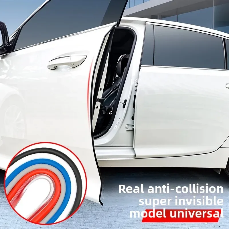 

5M Car Door Edge Scratch Protector Strip, U-Type Rubber Moulding Trim, Self-Adhesive Side Sealing Guard Sticker