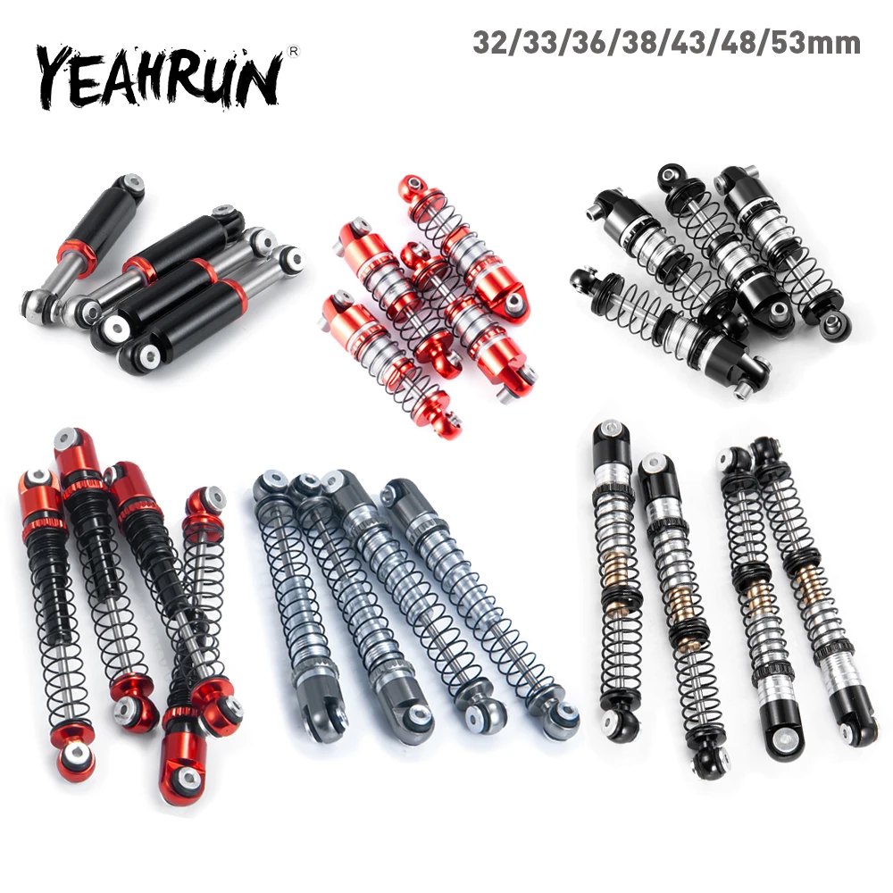 YEAHRUN 4Pcs Aluminum Alloy 32/33/36/38/43/48/53mm Shock Absorbers Damper for Axial SCX24 1/24 RC Crawler Car Upgrade Parts