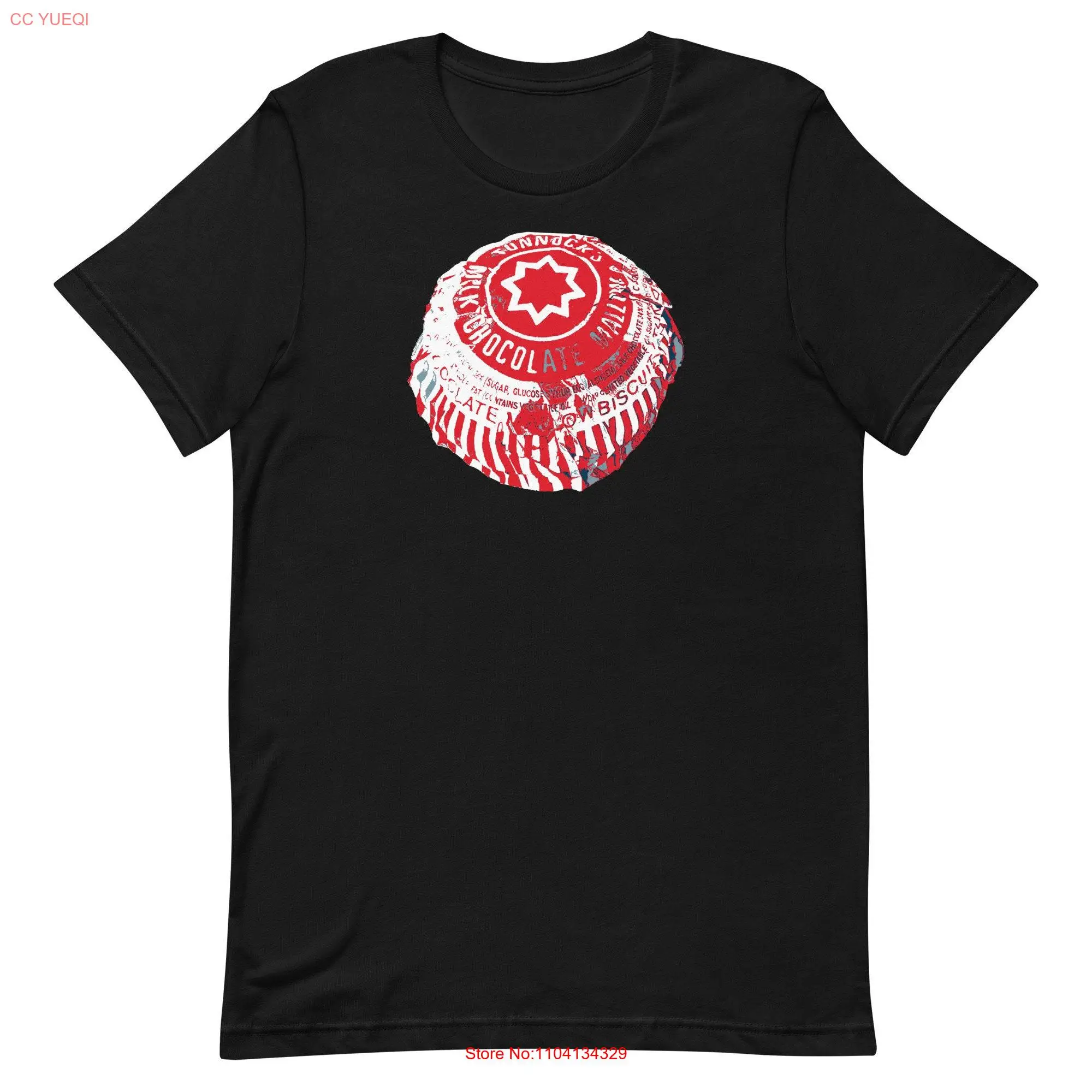 Tunnocks Tea Cake Pop Art White and Red Design t shirt long or short sleeves