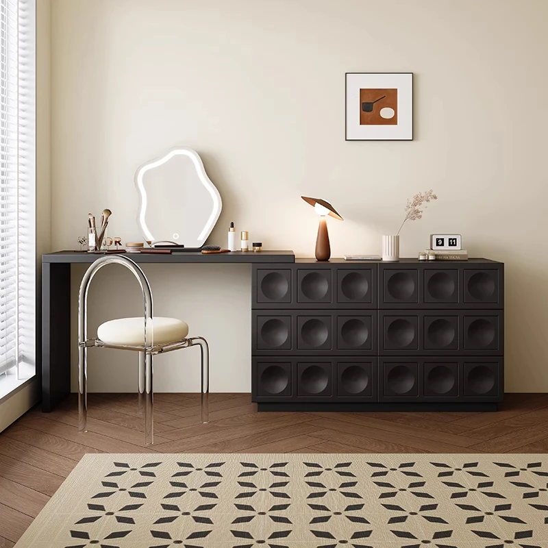 French Modern Simple Bedroom Dresser Light Luxury Solid Oak Wood Makeup Table One Telescopic Drawers Corner Storage Chest Hotels