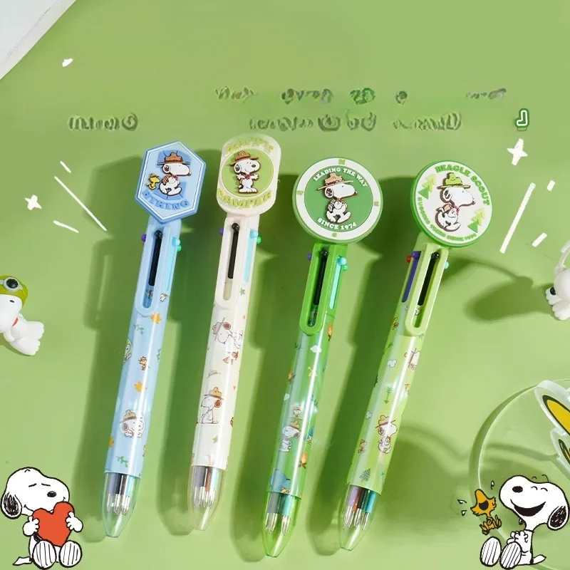 

New Snoopy Series Soft Rubber Patch Student Six Color Pen Cute Office Multi-Color Pen Press Type Color Pen Kids Birthday Gifts