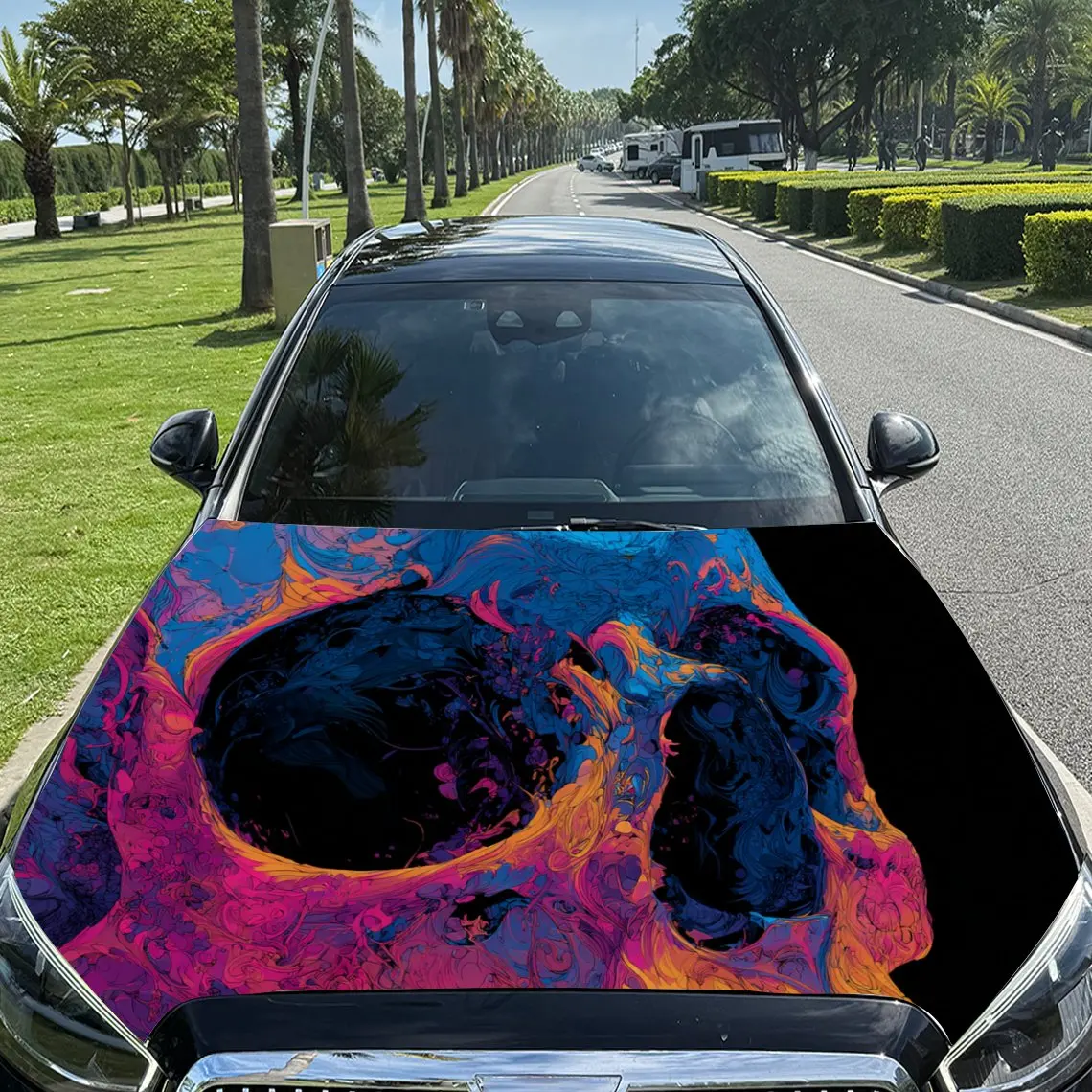 

Car Decals Abstract Art with Vivid Color Blends Car Hood Sticker, Waterproof Self - Adhesive Vinyl Graphics Decals, Decorative P