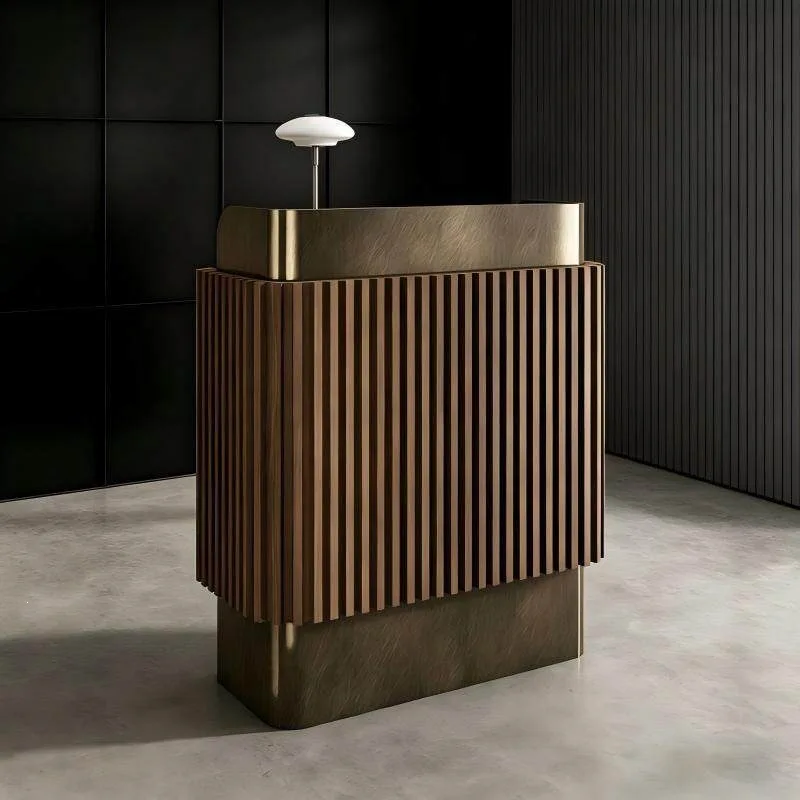 Retro Stainless Steel Reception Desks Hotel Guesthouse Reception Desks Advanced Office Furniture Banco Reception ZY40JDT