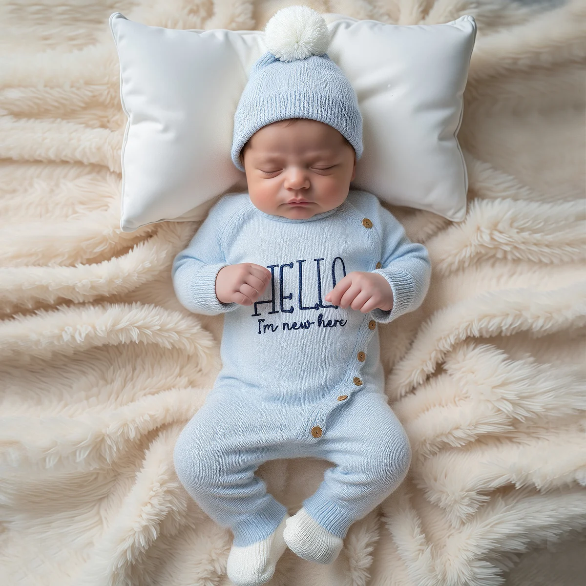 Baby Nursery Embroidery - Neugeborenes Baby Junge Mädchen Gestricktes Strampler-Set